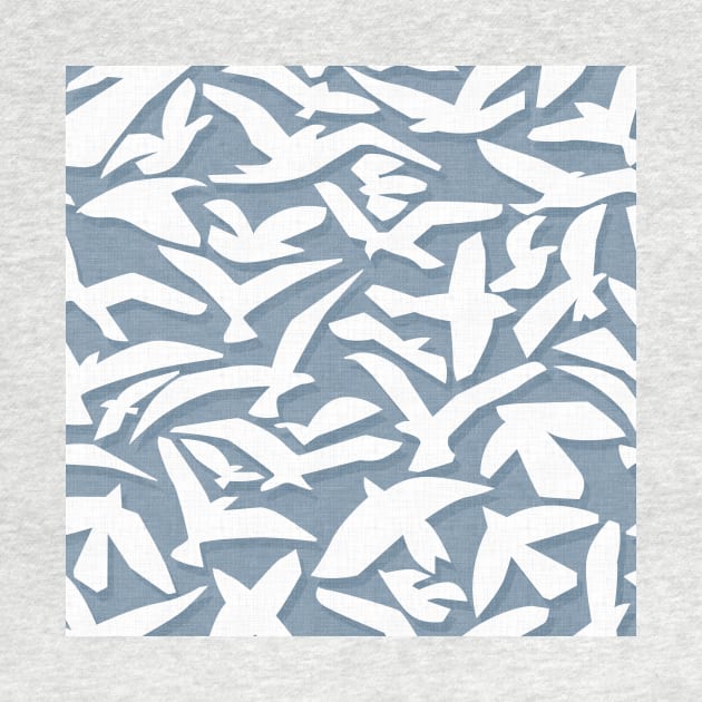 Abstract Seagulls on Vintage Blue by matise